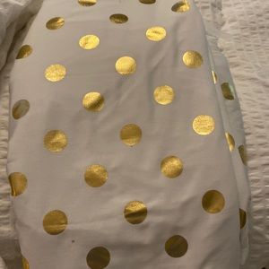 84” white with gold polka dot black-out curtains